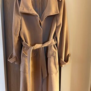 LOFT Wool Tan Trench Coat with Belt-XL